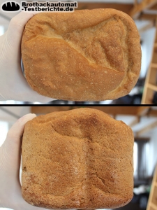 Das gebackene Brot bekommt eine schöne Kruste wird aber auch nicht zu dunkel.